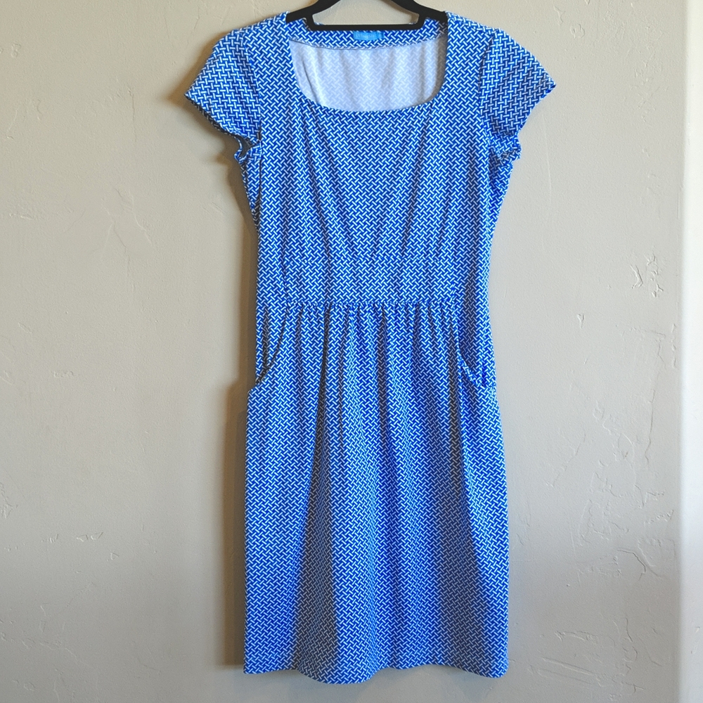 J.McLaughlin Short-Sleeve Super Soft Blue Print Dress Size XS